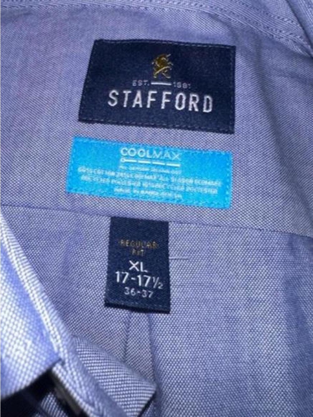 Stafford Men's Button-Down Shirt - Blue - Picture 3 of 4